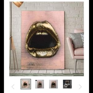 Gold Lips Painting